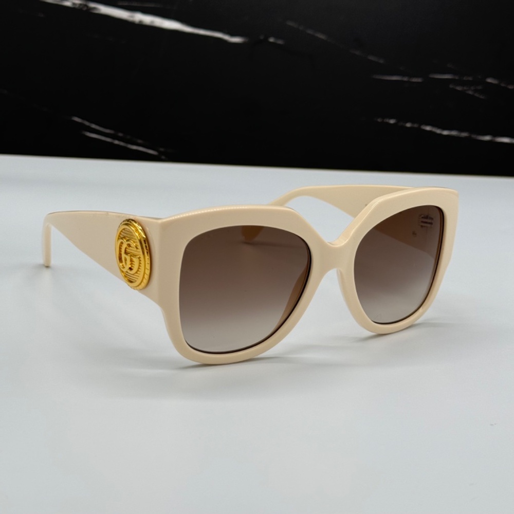 NEW GG1407S 004 GUCCI SQUARE IVORY BROWN WOMEN SUNGLASSES GUCCI - Picture 6 of 14